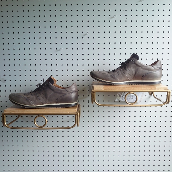 Magnanni For Neiman Marcus Leather Sneakers Shoes Grey - Picture 1 of 9